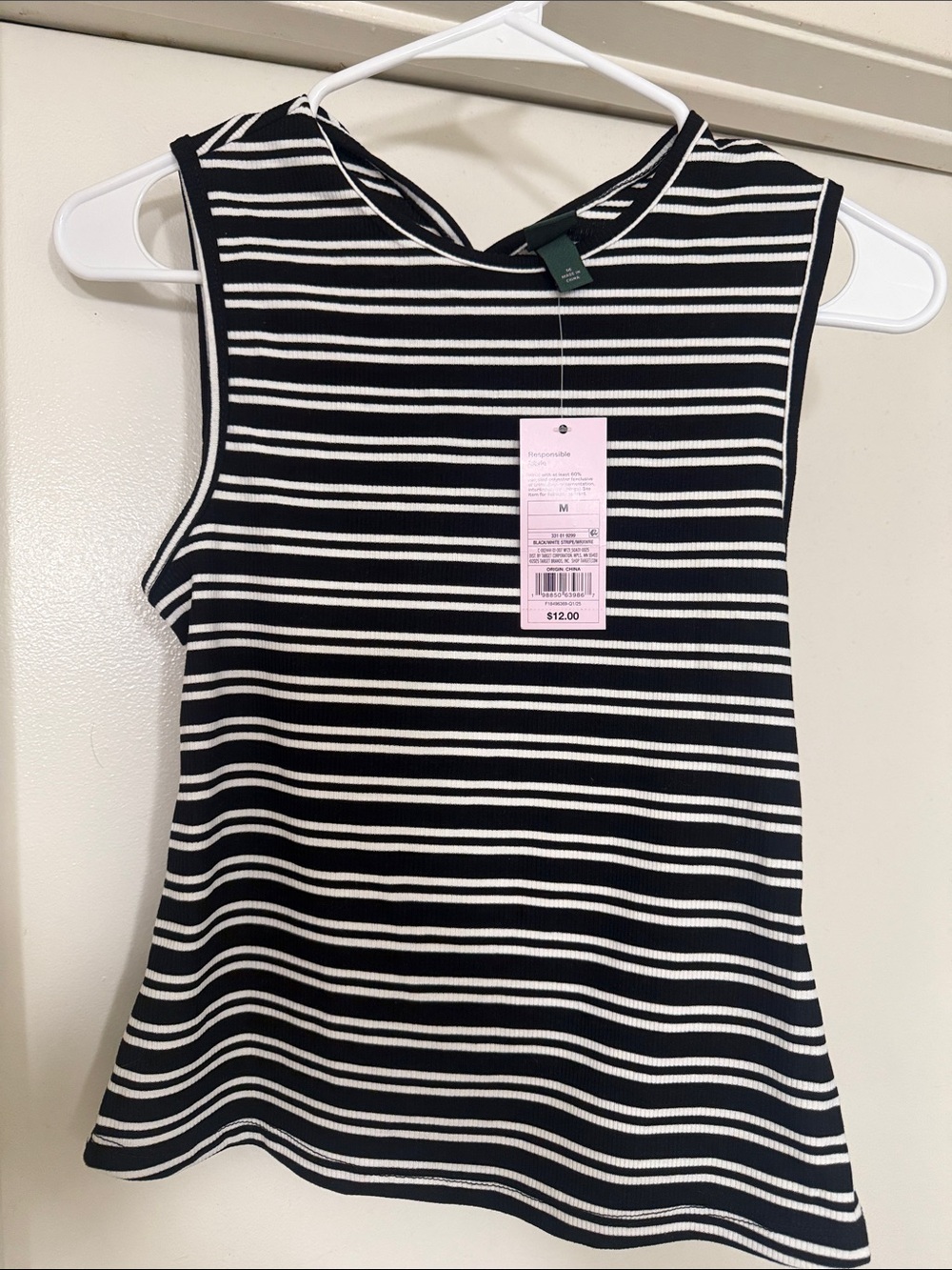 wild fable Black & White Striped Ribbed Tank